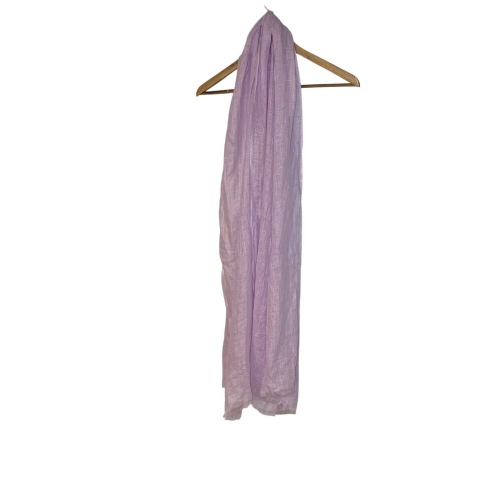 Quince Purple Lightweight European Linen Scarf Frayed Ends Outdoors Lightweight